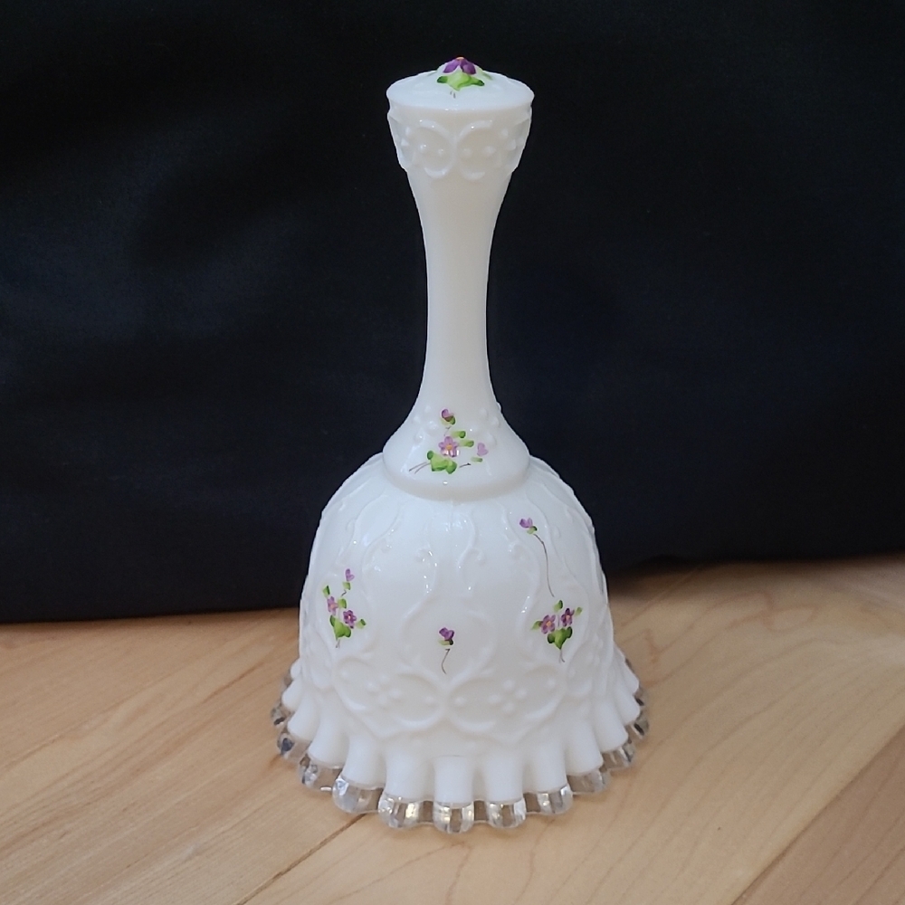 2/$20 White Decorative Bell with Floral Accents, Hand Painted By Laura Long